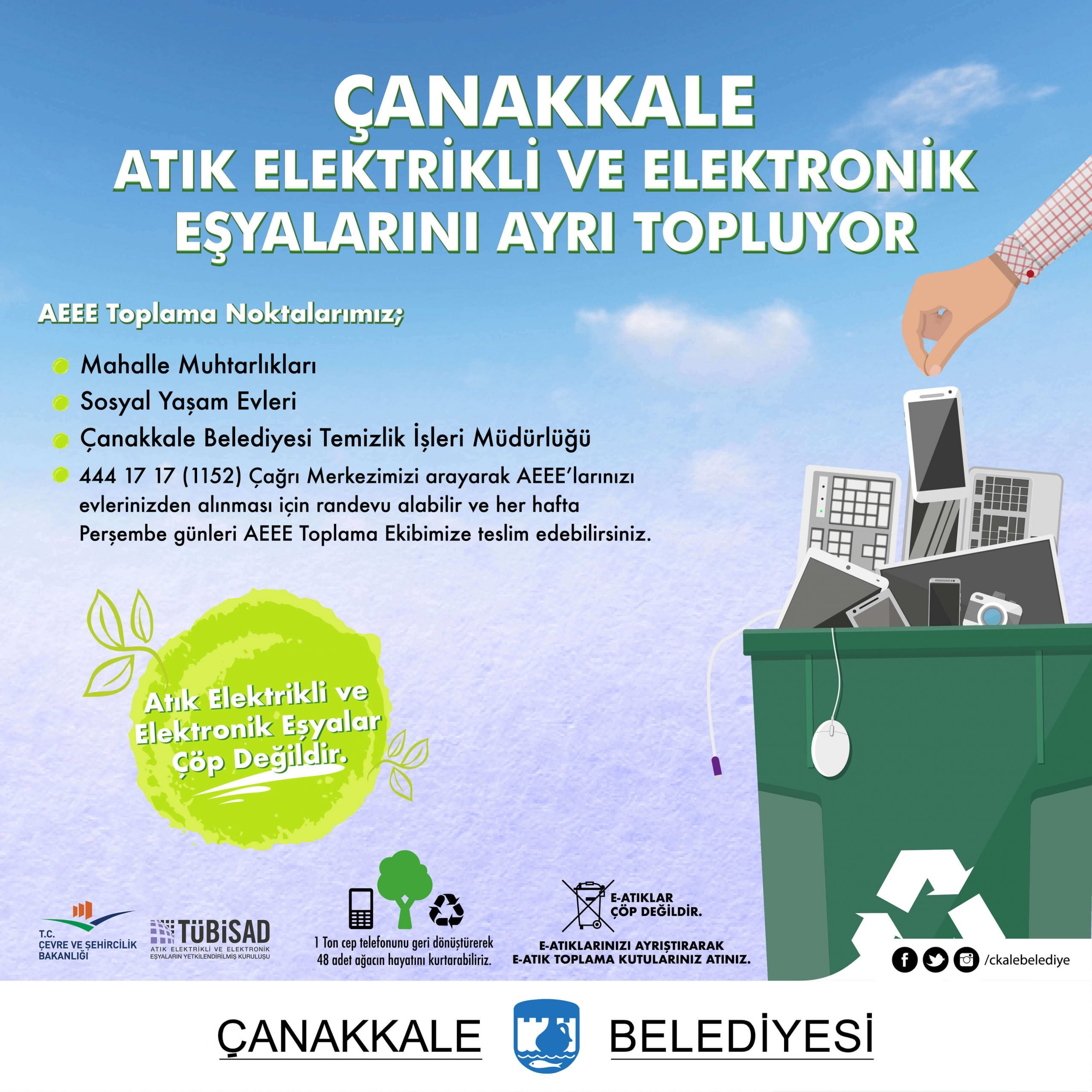 Çanakkale Belediyesi Atık Elektrikli ve Elektronik Eşya (AEEE) Toplamada 2. Oldu