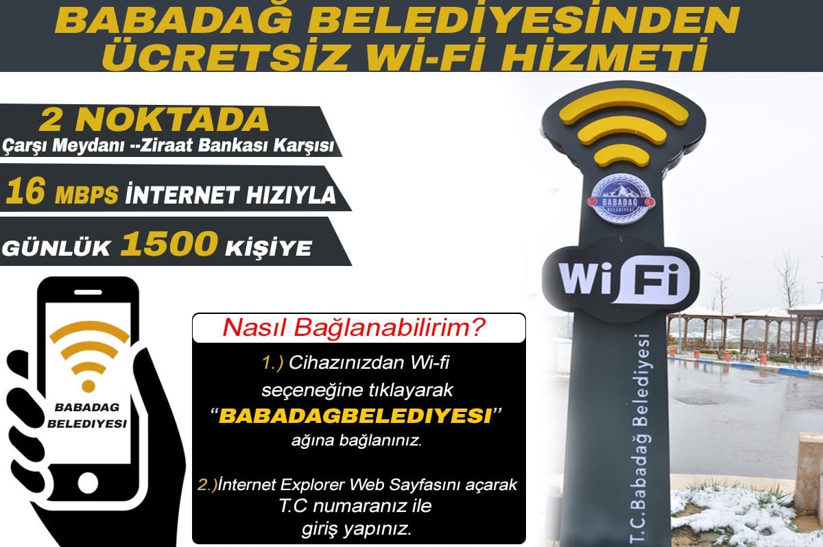 Babadağ'da Ücretsiz Wi-Fi Hizmeti
